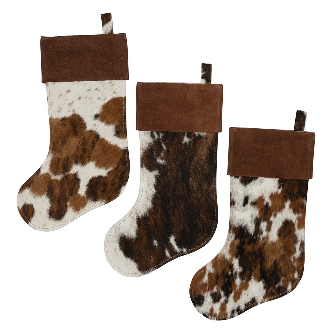 Showman ® Teal Acid Wash Cowhide Leather Christmas Stocking main image 0