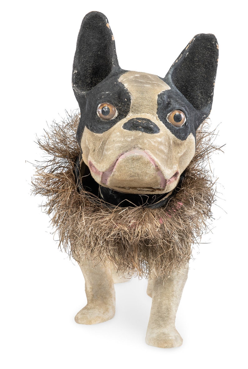 Vintage Papier Mache French Bulldog Sculpture Antique Paper Mache French Bulldog Figurine Vintage Papier Mache Bulldog Gift image 2