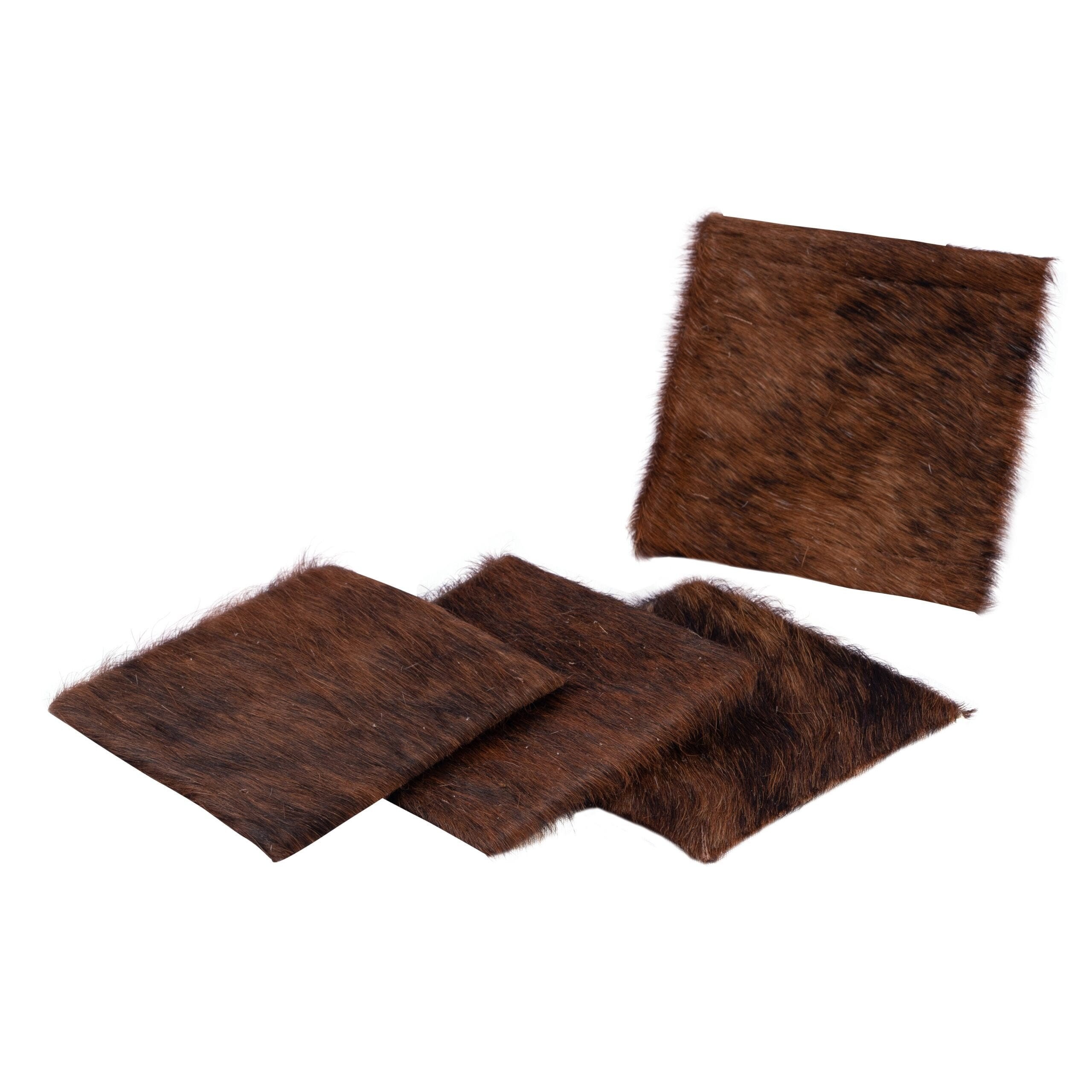 Brindle Cowhide Coasters Barware Cowhide Coaster Set Cowhide Leather Coasters Cowhide Leather Coaster Set New Home Gift for Her Gift for Him