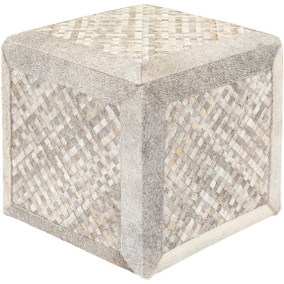 Gray Cowhide Ottoman Cowhide Patchwork Ottoman Gray Cube Ottoman