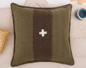 60's US ARMY bed pillow 大　vintageクッション Vintage Swiss Army Pillow Retro Swiss Army Throw Pillow Swiss Army