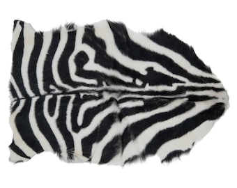 Zebra Print Hide Animal Print Hide Zebra Print Goat Hide Mongolian Goat Fur Throw Rug