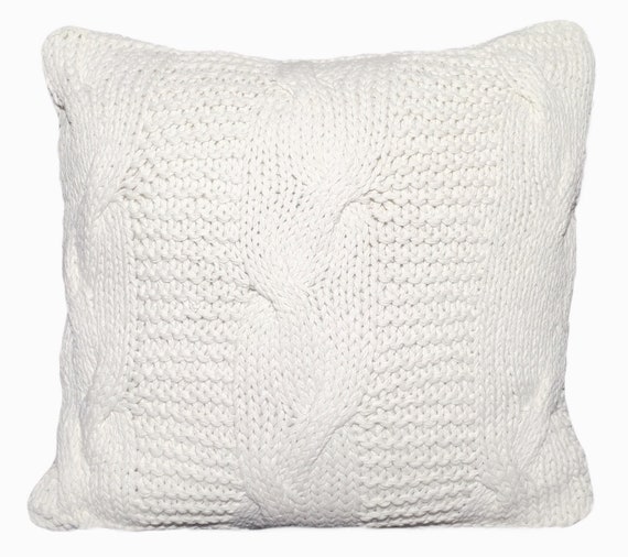 white knit throw pillow