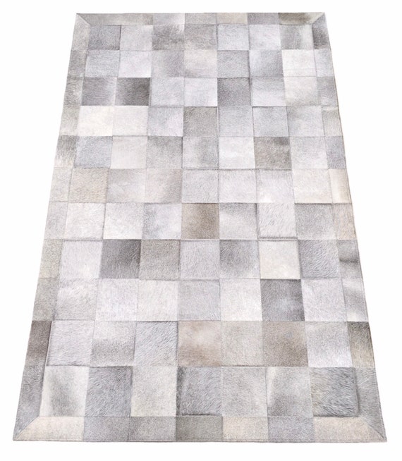 Gray Cowhide Patchwork Rug Gray Patchwork Cowhide Rug Grey Etsy