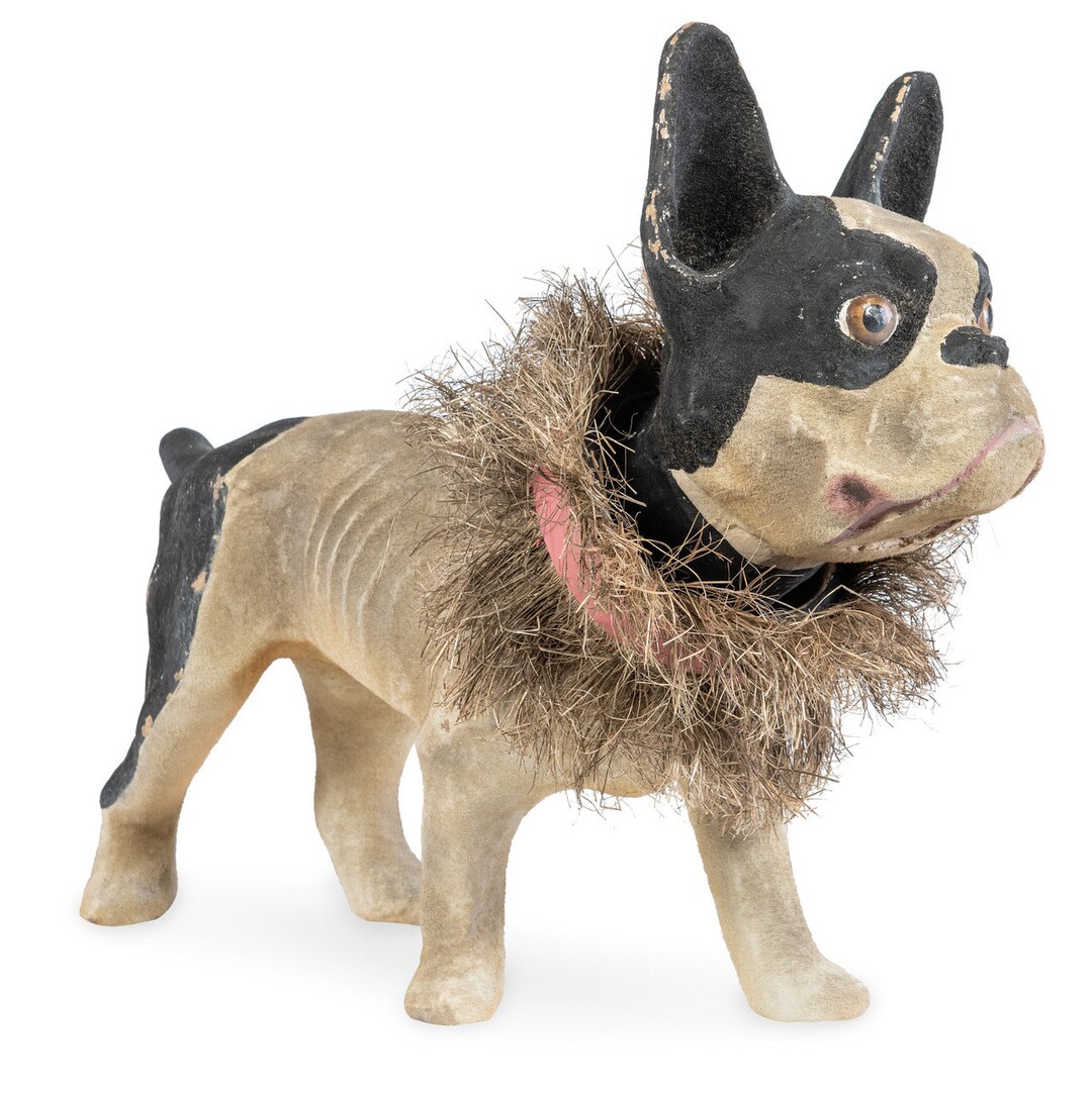 Vintage Papier Mache French Bulldog Sculpture Antique Paper Mache
