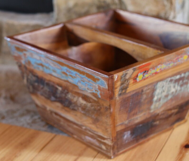 Reclaimed Wood Box Wooden Box Toy Box Storage Basket Firewood Etsy