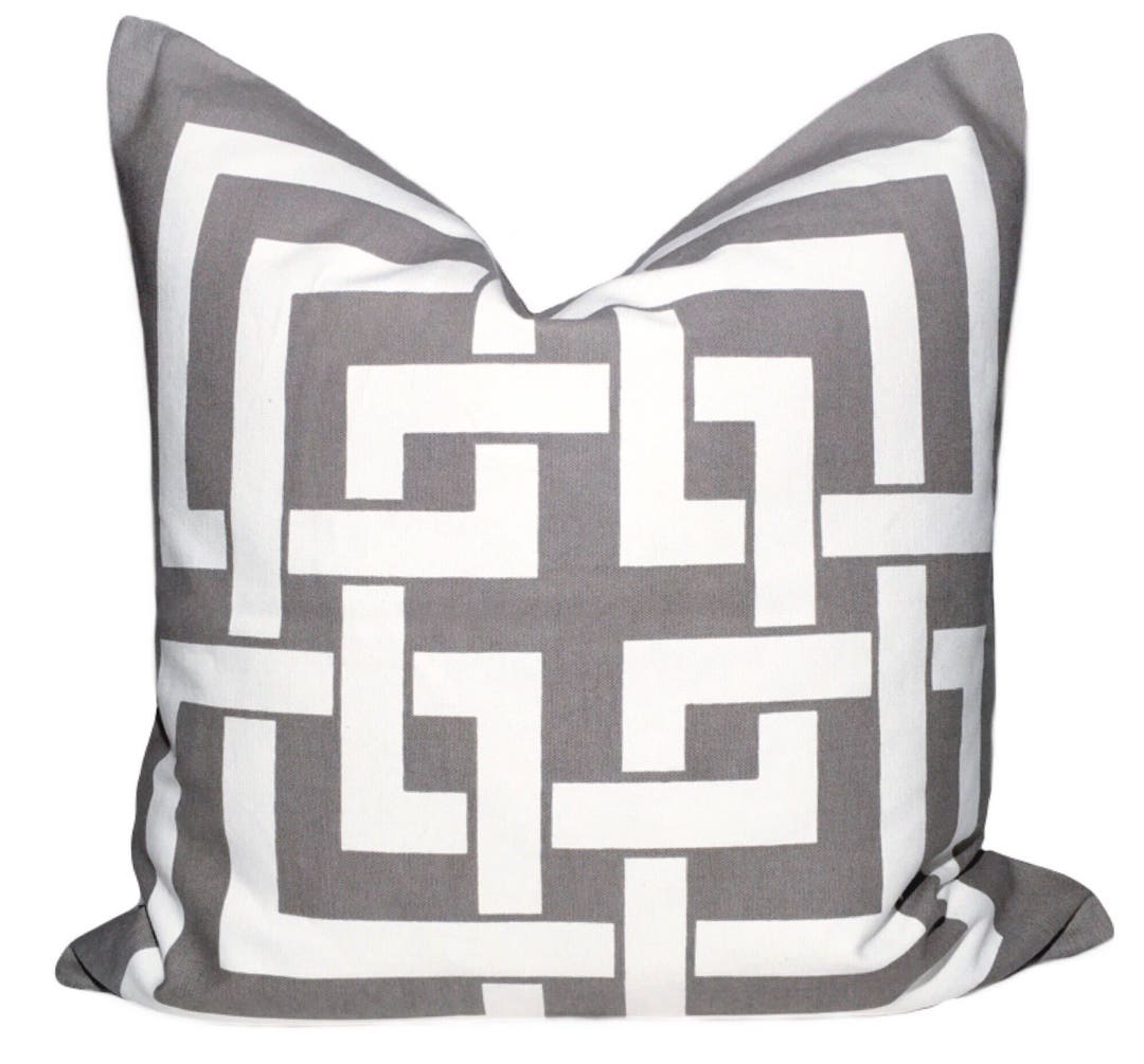 Gray White Pillow Mid Century Modern Minimalist Pillow Etsy