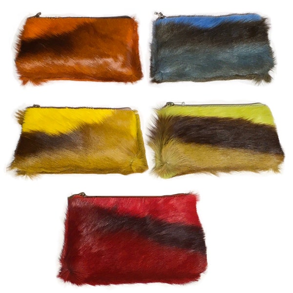 Springbok Makeup Bag Springbok Hide Cosmetic Bag Springbok Fur Clutch Springbok Bag Springbok Handbag Springbok Purse Zipper Pouch