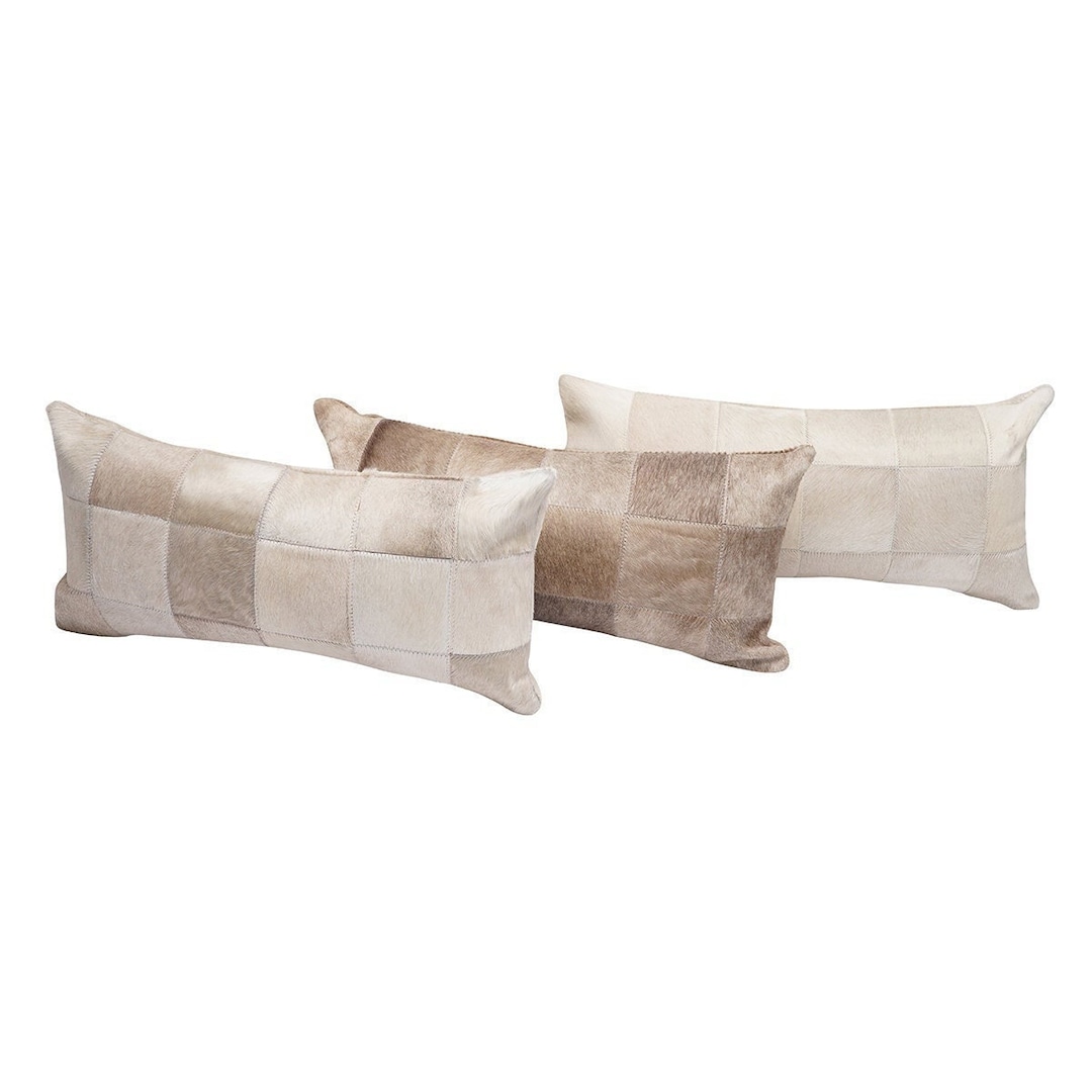 Off White Cowhide Patchwork Pillow Cream Patchwork Cowhide Pillow off