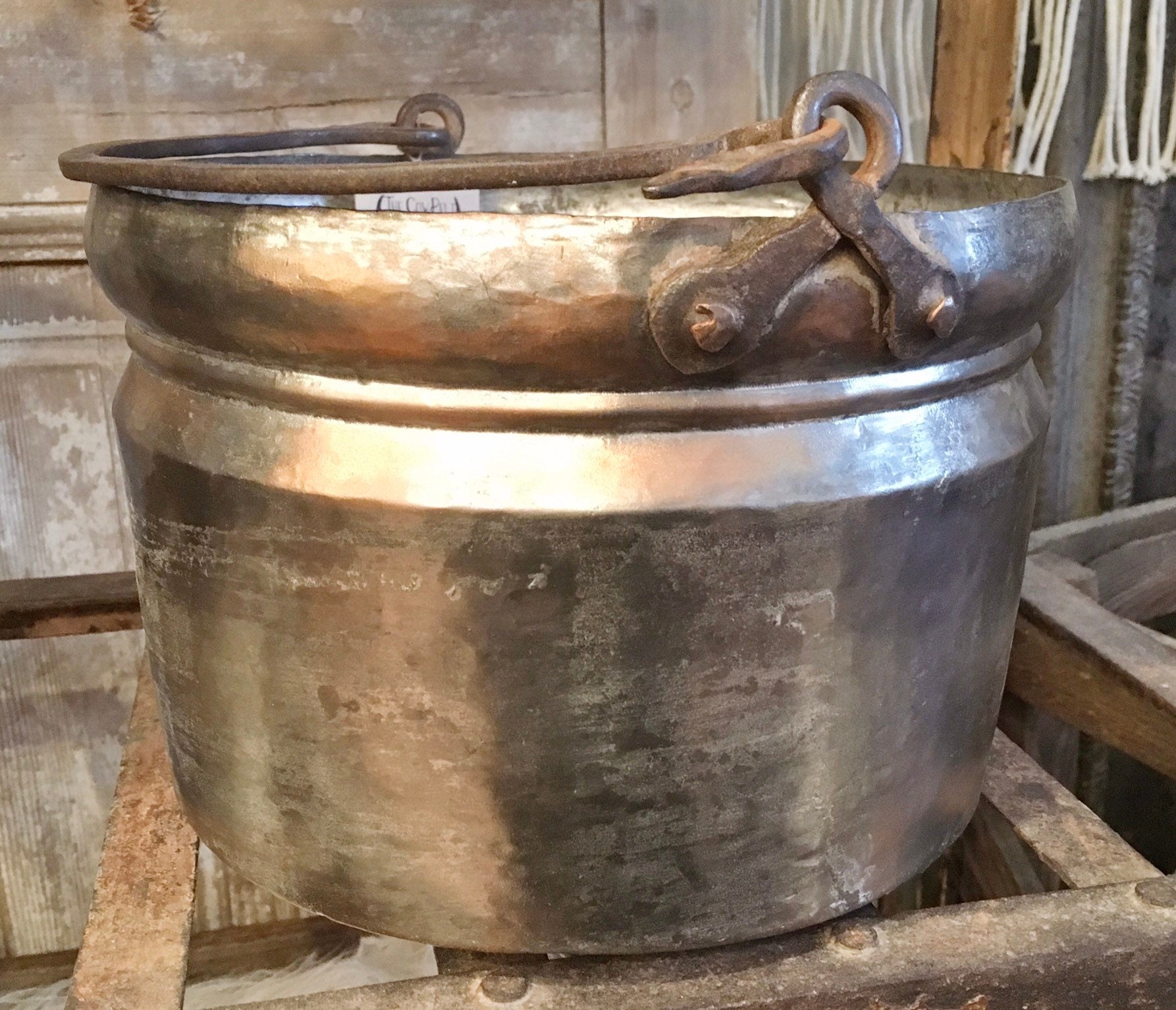 Antique Copper Cauldron, Hand-forged Iron Handle, Rustic Home Decor - Etsy