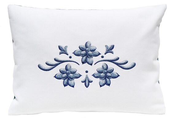 Blue Floral Pillow Flow Blue Throw Pillow Flowers Pillow Etsy
