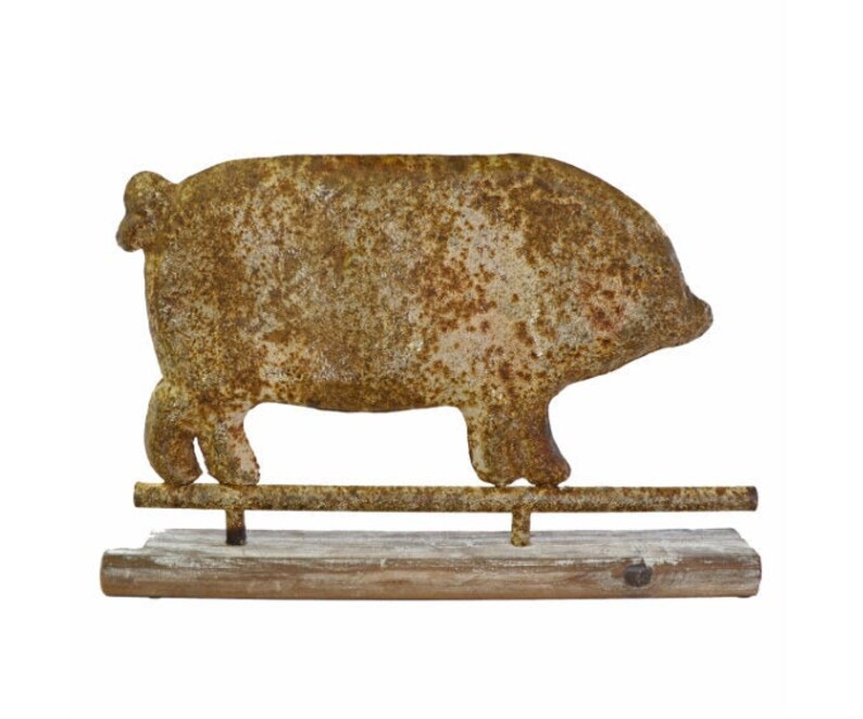 Rust Metal Pig Weathervane Farmhouse Decor Reclaimed Wood Pig Etsy
