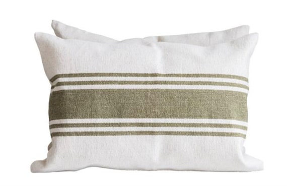 Green Stripe Pillow Green French Provincial Pillow Green Stripe