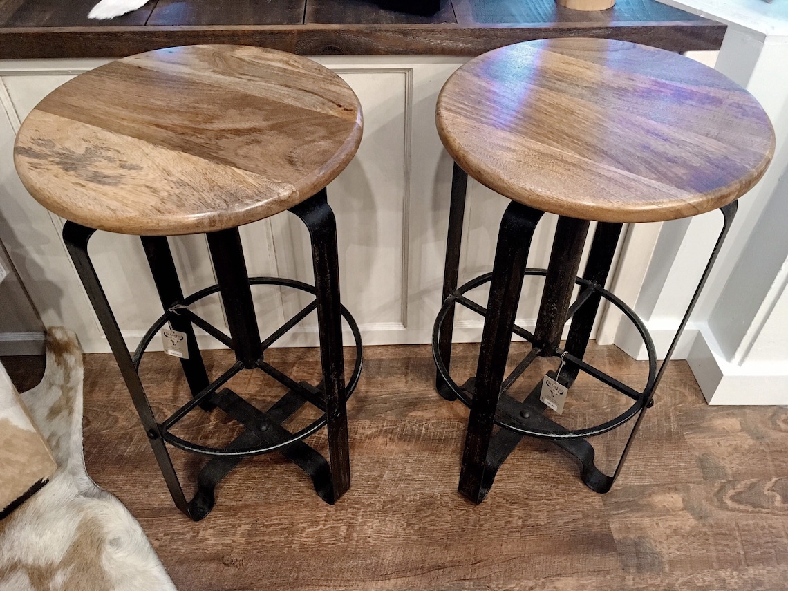 Black Iron Industrial Bar Stools Industrial Bar Stool Black Etsy