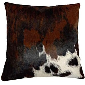 Tricolor Cowhide Pillow Brown Black White Cowhide Pillow Cowhide Throw Pillow Leather Hide Pillow Farmhouse Decor New Home Gift