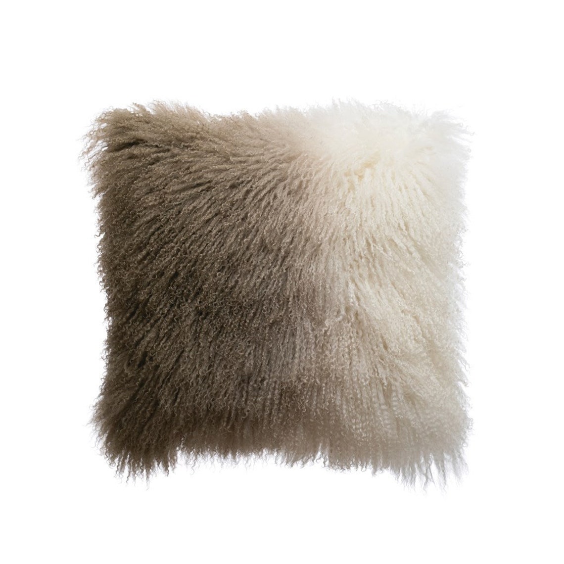 Off White Mongolian Lamb Fur Pillow Ombre Sheepskin Pillow Etsy
