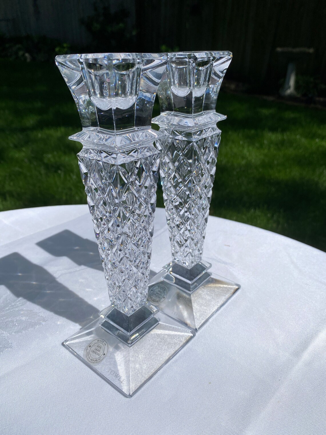 Towle Czech Republic Crystal Candle Holders Set of 2 Etsy