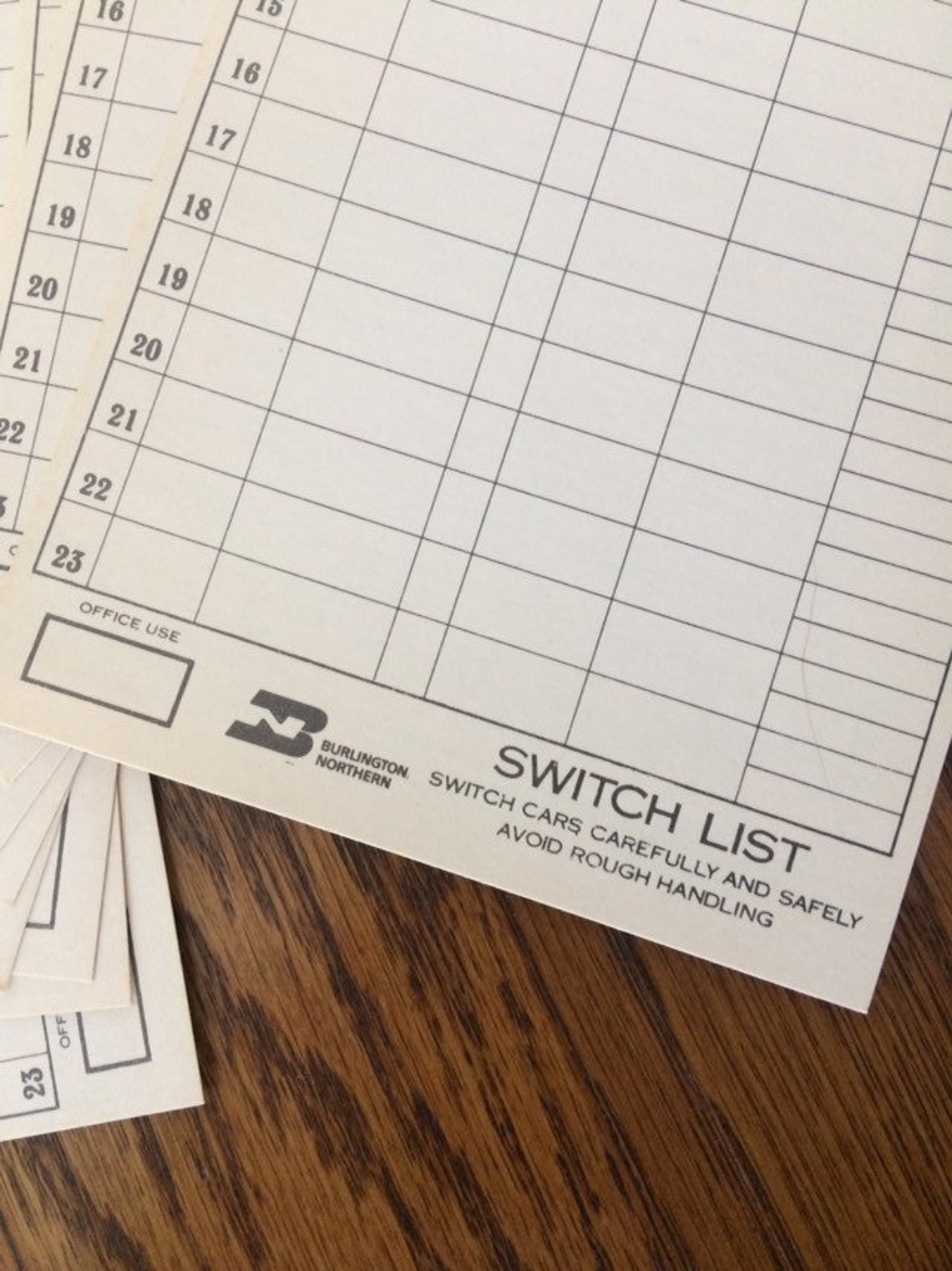 Vintage Burlington Northern Railroad Switch List Forms 15 Etsy