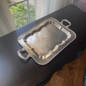 Silver on Copper Butlers Tray with Handles