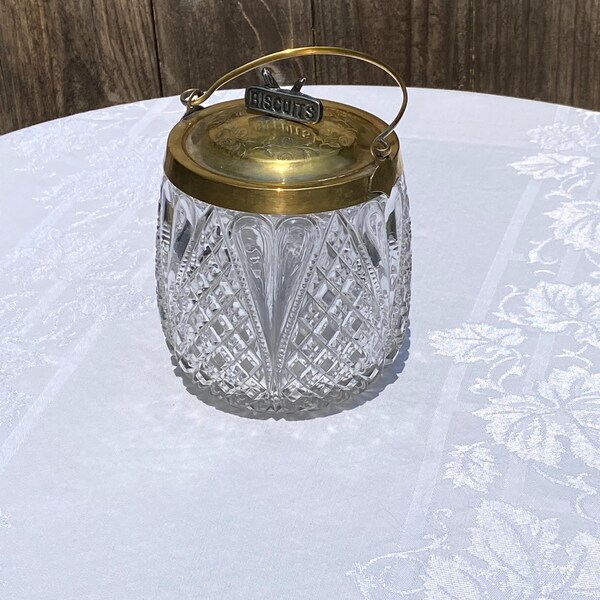 Clear Glass Biscuit Jar, Metal Lid and Handle