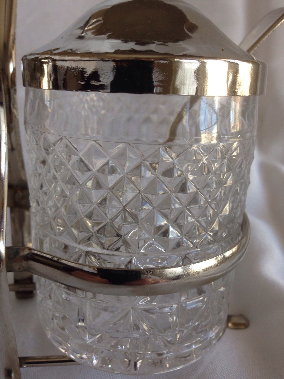 Silver Plate and Glass Condiment Jelly Jar Caddy Serving Etsy