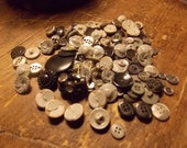 Bunch of Black Grey Buttons, Vintage Metal Swirl Gold Painted Gemstone Pearlized Buttons