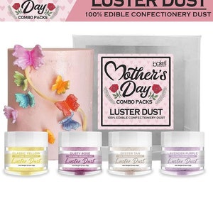 Mothers Day Luster Dust Combo Pack B (4 PC SET) - Mothers Day Baking Decorations | Cake Decorations | Cake Paint | Gifts for Her