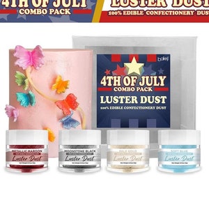 4th of July Luster Dust Combo Pack Collection C (4 PC SET) - 4th of July Baking Decorations | Food Decorations | Cake Paint
