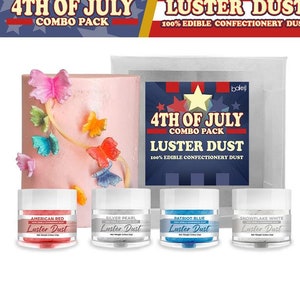 4th of July Luster Dust Combo Pack Collection A (4 PC SET) - 4th of July Baking Decorations | Food Decorations | Cake Paint