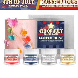4th of July Luster Dust Combo Pack Collection B (4 PC SET) - 4th of July Baking Decorations | Food Decorations | Cake Paint