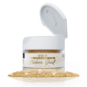 Gold Tinker Dust Jars (5g & 25g Sizes) Edible Glitter for Cake Decorating, Cupcakes, Desserts and Beverages by Bakell