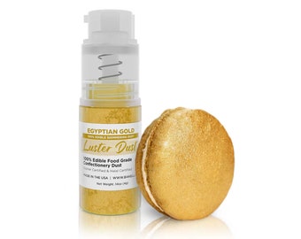 Egyptian Gold Luster Dust and Cake Paint (4 Gram Pump) Edible Glitter Dust for Cake Decorating, Cupcakes, Cookies and Candy by Bakell