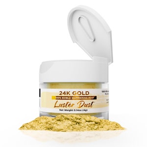 24K Gold Luster Dust and Paint Jars (4g & 25g Sizes) Edible Glitter Dust for Cake Decorating, Cupcakes, Cookies and Candy by Bakell