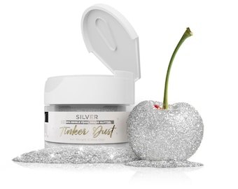Silver Tinker Dust Jars (5g & 25g Sizes) Edible Glitter for Cake Decorating, Cupcakes, Desserts and Beverages by Bakell