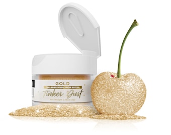 Gold Tinker Dust Jars (5g & 25g Sizes) Edible Glitter for Cake Decorating, Cupcakes, Desserts and Beverages by Bakell