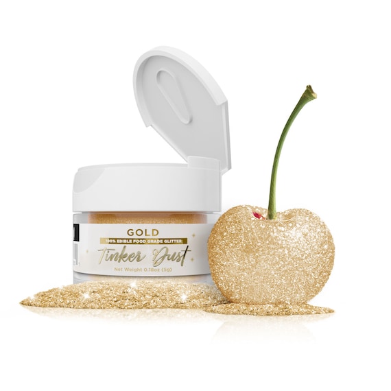 Gold Tinker Dust Jars (5g & 25g Sizes) Edible Glitter for Cake Decorating, Cupcakes, Desserts and Beverages by Bakell