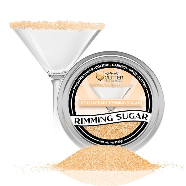 Peach Pearl Drink Rimming Sugar (4oz & 1lb Bulk Sizes) | Sugar for Garnishing Cocktails,  Beverages and Soft Drinks by Brew Glitter