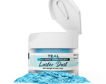 Teal Luster Dust and Paint Jars (4g & 25g Sizes) Edible Glitter Dust for Cake Decorating, Cupcakes, Cookies and Candy by Bakell