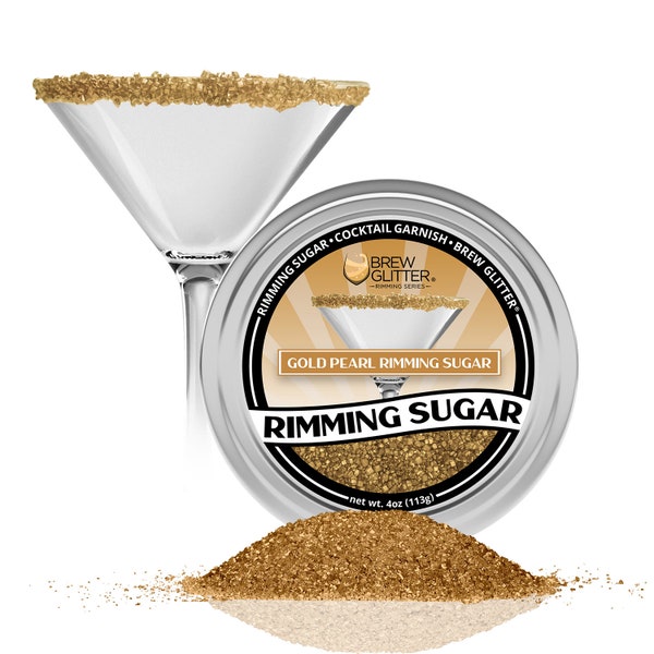 Gold Pearl Drink Rimming Sugar (4oz & 1lb Bulk Sizes) | Sugar for Garnishing Cocktails,  Beverages and Soft Drinks by Brew Glitter