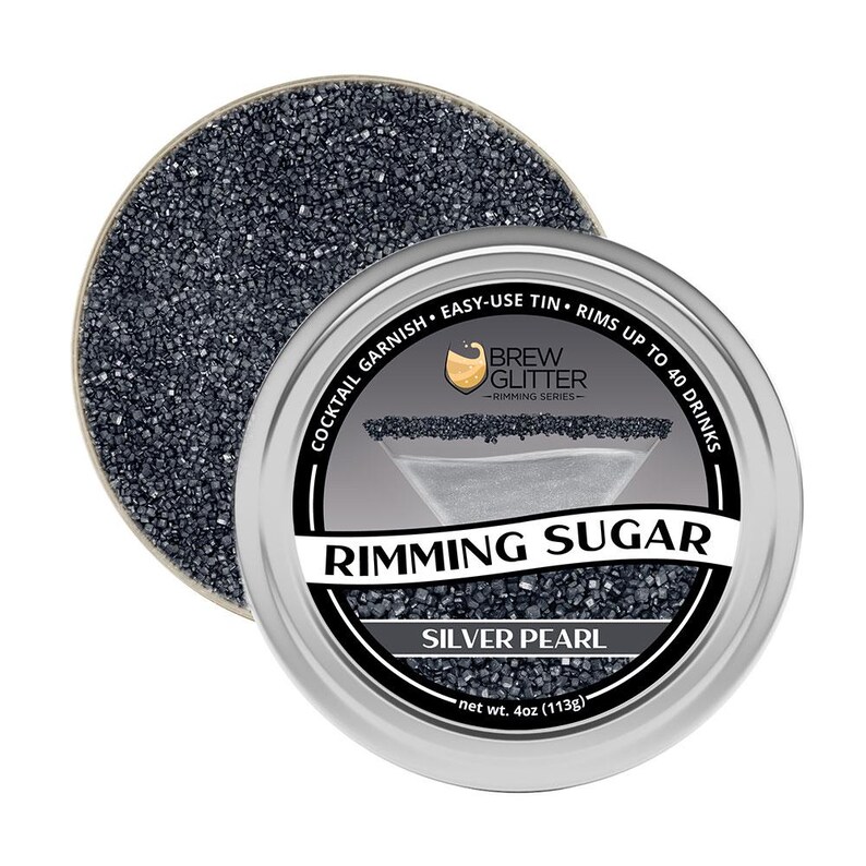 Silver Pearl Drink Rimming Sugar (4oz & 1lb Bulk Sizes) | Sugar for Garnishing Cocktails, Beverages and Soft Drinks by Brew Glitter image 5