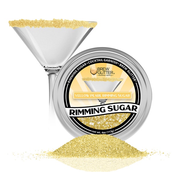 Yellow Pearl Drink Rimming Sugar (4oz & 1lb Bulk Sizes) | Sugar for Garnishing Cocktails,  Beverages and Soft Drinks by Brew Glitter