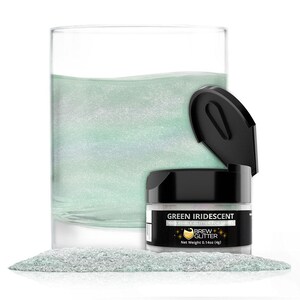 Green Iridescent Brew Glitter Jars (4g and 25g Sizes) Edible Drink Glitter for Beer, Cocktails and Beverages