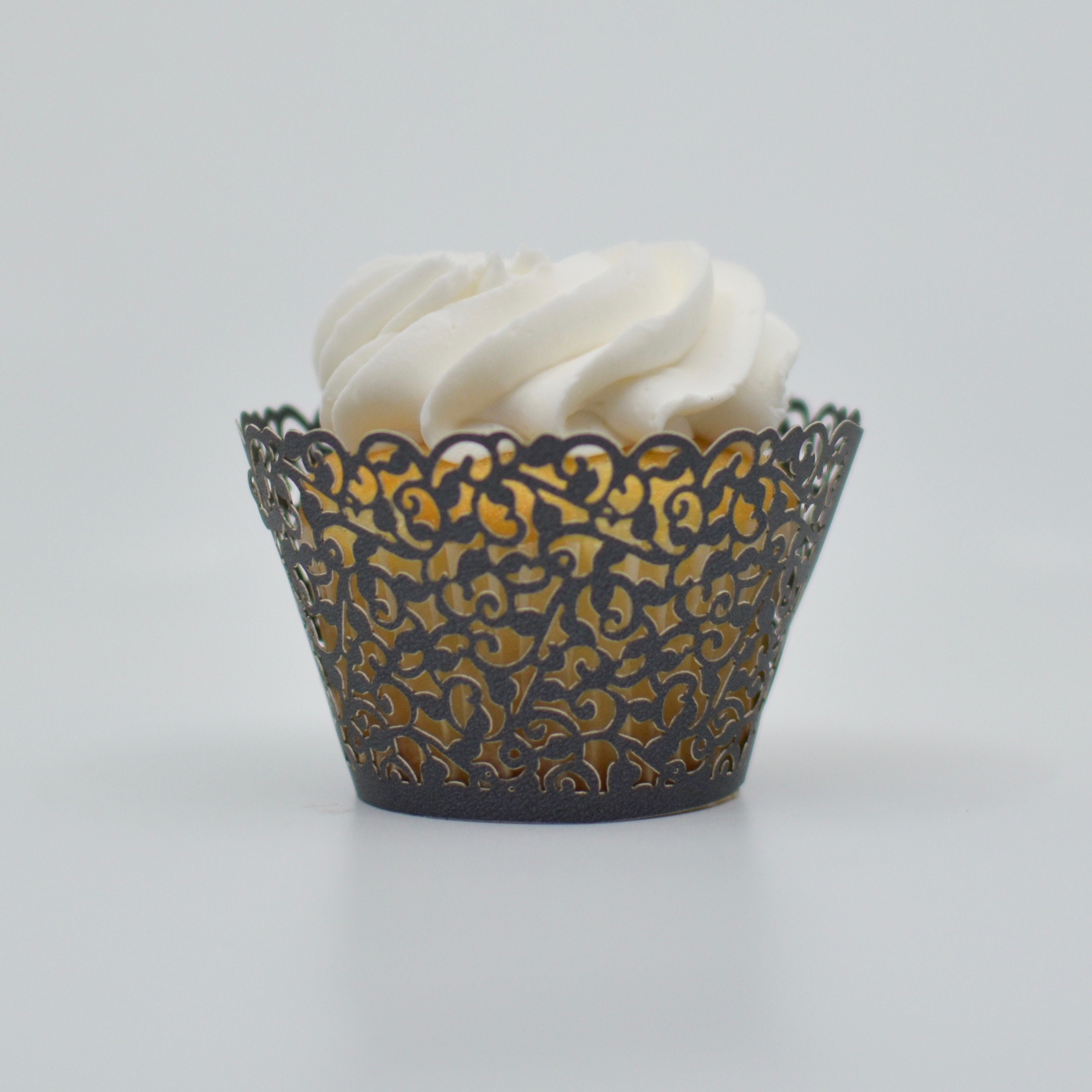 Black lace cupcake wrappers discount
