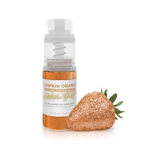 Pumpkin Orange Tinker Dust Spray Pumps (4g & 25g Sizes) Edible Glitter for Cake Decorating, Cupcakes, Desserts and Beverages by Bakell