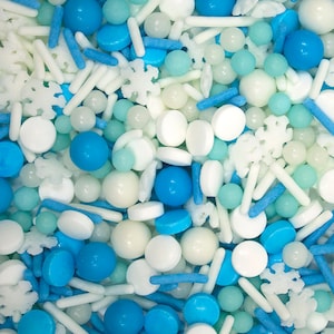 Let It Snow Edible Sprinkles Mix (1/2 Cup and 1lb Sizes) For Cake Decorating, Ice Cream, Cupcakes & Cookies by Krazy Sprinkles