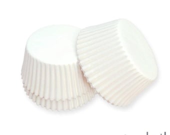 Solid White Cupcake Liners (25pcs, Standard Size) Grease Resistant Cake Liners for Baking, Caking and Crafting by Bakell