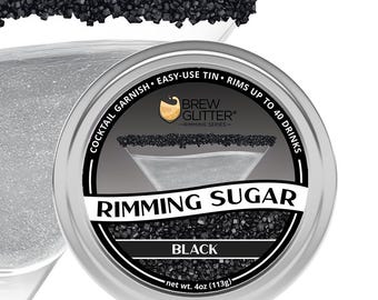 Black Drink Rimming Sugar (4oz & 1lb Bulk Sizes) | Big Sugar Crystals for Garnishing Cocktails,  Beverages and Soft Drinks by Brew Glitter