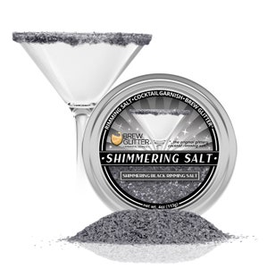 Pitch-Black Shimmering Drink Rimming Salt (4oz & 1lb Sizes) Edible Glitter Coated Salt For Beverages, Cocktails, Margaritas and more!