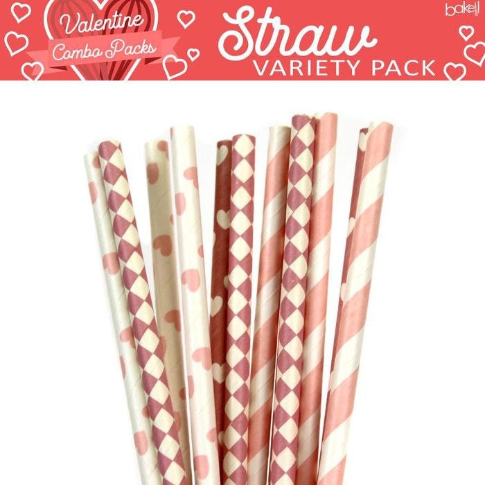 Straws from Bakell 12 PC Light Pink Checkered Cake Pop Sticks