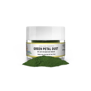 Green Natural Petal Dust Edible Baby Finger Paint (5g, x1 Jar) For Painting, Kids Crafs and Food Decorating by Bakell